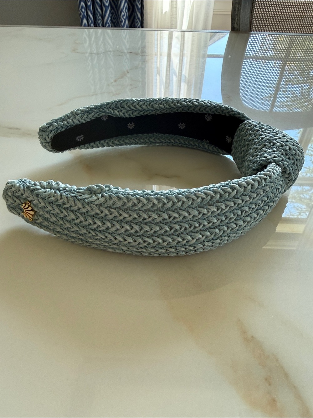 Lele Sadoughi Light Blue Woven Padded Headband